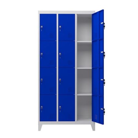 TAQUILLA METÁLICA CON PATAS 12 PUERTAS 1900X1000X500MM AZUL CROMAD