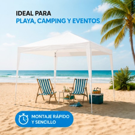 CARPA ACERO RAFIA 3X3 METROS BLANCA DESMONTABLE SUNGARDEN