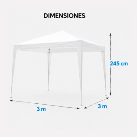 CARPA ACERO RAFIA 3X3 METROS BLANCA DESMONTABLE SUNGARDEN
