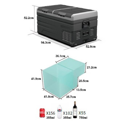 NEVERA PORTATIL CON COMPRESOR LG 107 LITROS DOBLE ZONA MUVIP