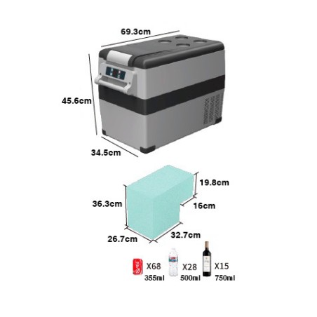 NEVERA DE COMPRESOR PORTATIL 40 LITROS 55W MUVIP