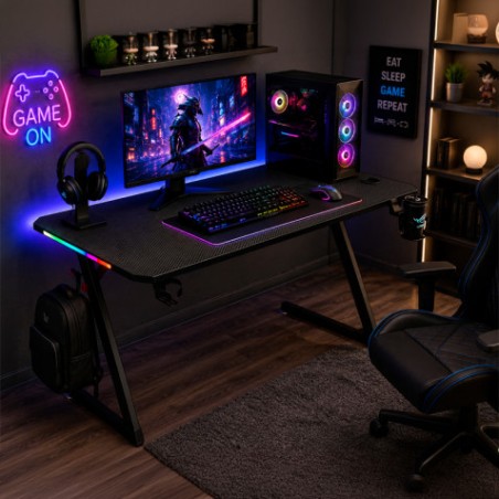 MESA GAMING PRO1700 FIBRA CARBONO LUZ RGB MUVIP