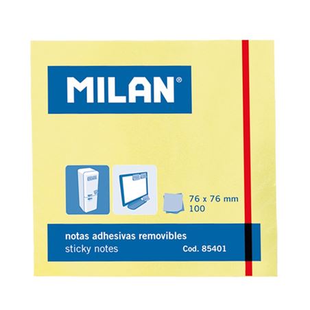 BLOC DE 100 NOTAS ADHESIVAS AMARILLAS 76X76 MILAN - 85401
