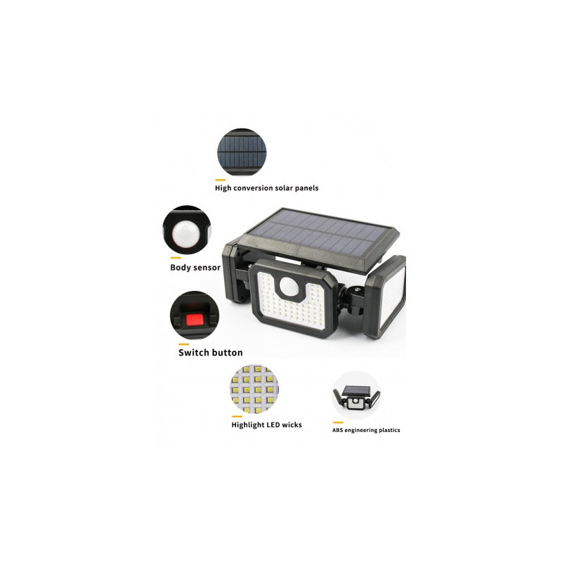 FOCO SOLAR TRIPLE CON SENSOR 800LM ELBAT