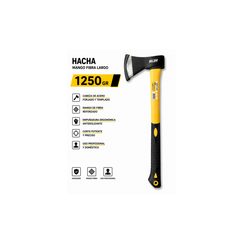 HACHA 1250GR MANGO FIBRA LARGO BLIM