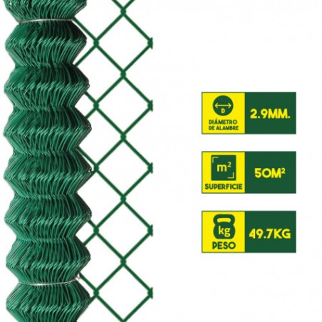 MALLA DE VALLADO PLASTIFICADA 60X60X2.9MM 2X25 METROS SUNGARDEN