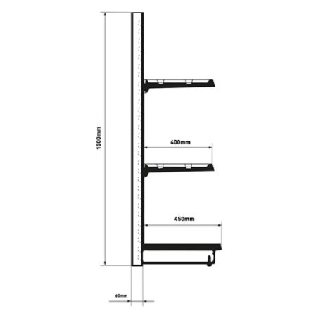 EXPOSITOR GÓNDOLA 900X450X1500MM NEGRO CROMAD