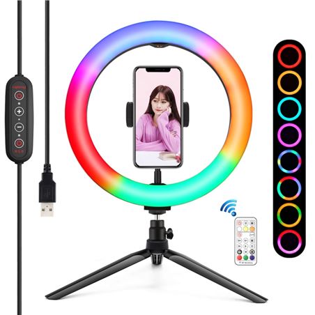 KIT YOUTUBER BGD007 BASE + SOPORTE SMARTPHONE + LUZ 10" 26CM RGB XO - PL0104