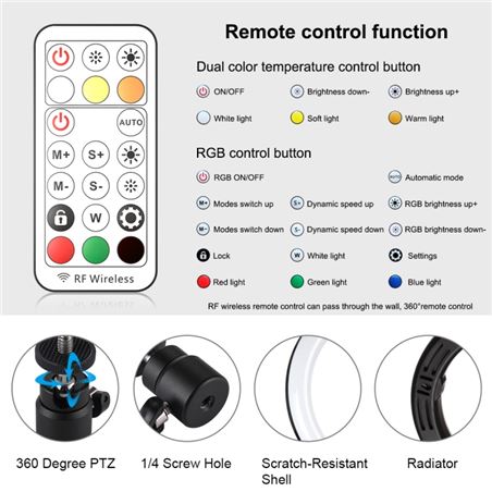 KIT YOUTUBER BGD007 BASE + SOPORTE SMARTPHONE + LUZ 10" 26CM RGB XO - PL0104-2