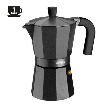 CAFETERA ALUMINIO 1 TAZA VITRO NOIR NEGRO MONIX - M640001