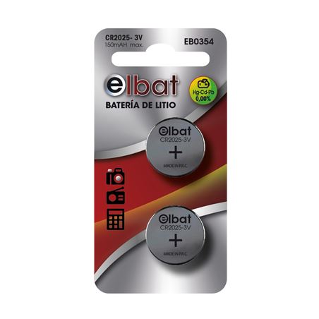 PACK 2 PCS PILAS LITIO CR2025 ELBAT - EB0354