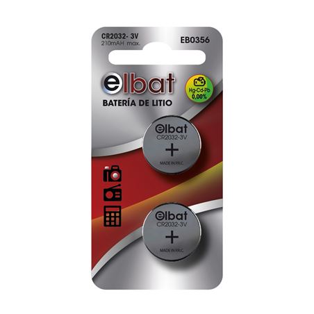 PACK 2 PCS PILAS LITIO CR2032 ELBAT - EB0356