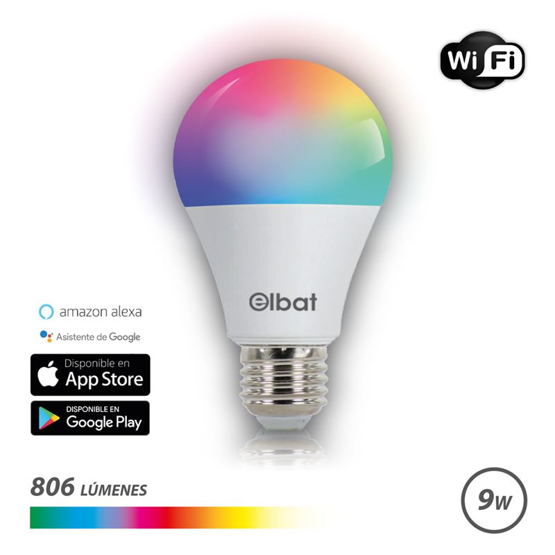 BOMBILLA LED SMART WIFI A60 E27 9W 806LM RGB ELBAT - EB0349