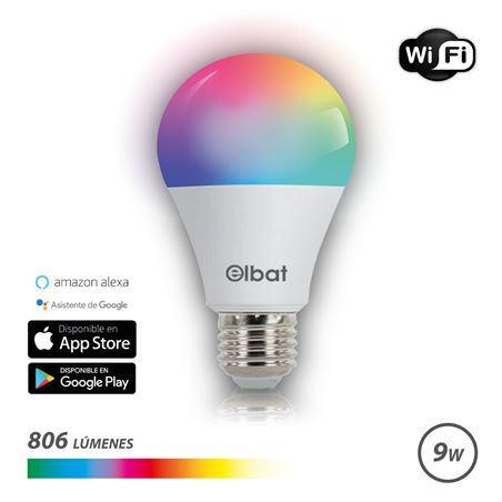 BOMBILLA LED SMART WIFI A60 E27 9W 806LM RGB ELBAT - EB0349