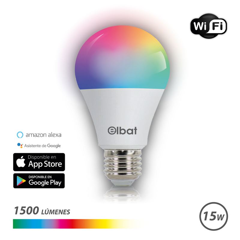 BOMBILLA LED SMART WIFI A65 E27 15W 1500LM RGB ELBAT - EB0350