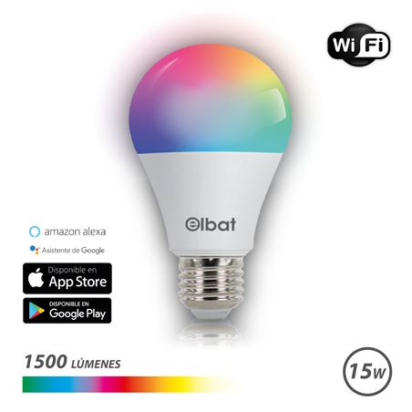 BOMBILLA LED SMART WIFI A65 E27 15W 1500LM RGB ELBAT - EB0350