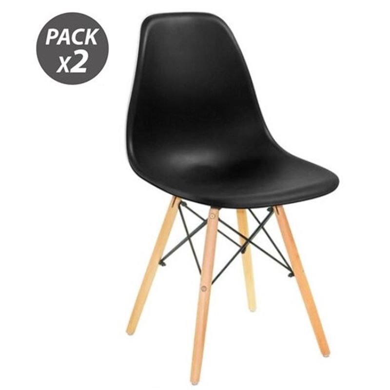PACK 2 SILLAS DESIGN D100 NEGRAS MUVIP - 80062