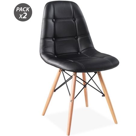 PACK 2 SILLAS DESIGN D300 NEGRAS MUVIP - MV0319