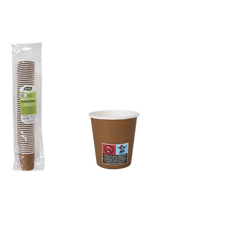 SET 50 VASOS CARTON MARRON 80CC ALGON - BA01054075108
