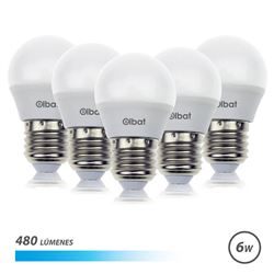 PACK 5 BOMBILLAS LED G45 | 6W | 480LM | E27 | LUZ FRIA | ELBAT - EB0348