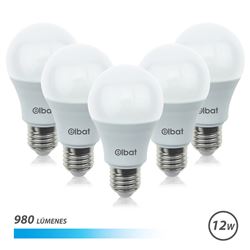 PACK 5 BOMBILLAS LED A60 | 12W | 980LM | E27 | LUZ FRIA | ELBAT - EB0346
