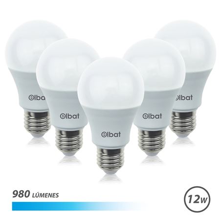 PACK 5 BOMBILLAS LED A60 | 12W | 980LM | E27 | LUZ FRIA | ELBAT - EB0346