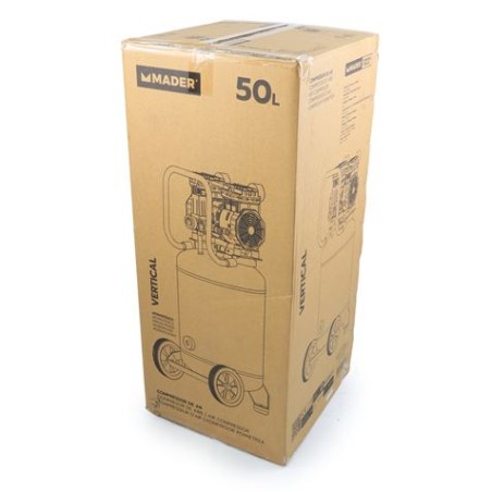 COMPRESOR DE AIRE VERTICAL 50 LITROS | 2HP | 10BAR | SILENCIOSO MADER