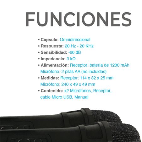 PACK 2 MICROFONOS INALAMBRICOS MICONE BIWOND - BW0046-2