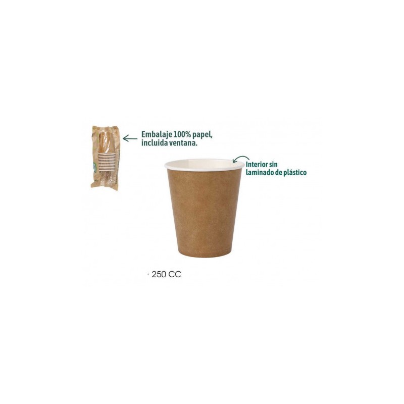 SET 12 VASOS CARTON KRAFT 250CC ALGON