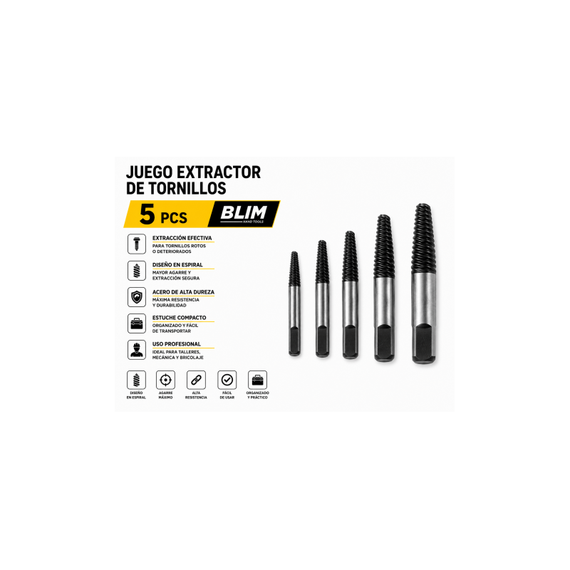 JUEGO EXTRACTOR DE TORNILLOS 5 PCS BLIM