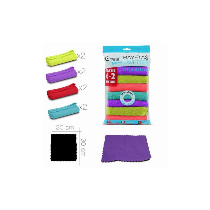 PACK 8 BAYETAS MICROFIBRAS 4 COLORES...