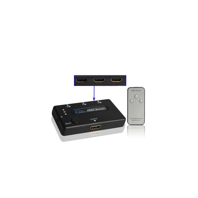 SWITCH HDMI 3 PUERTOS 1080P CON MANDO...