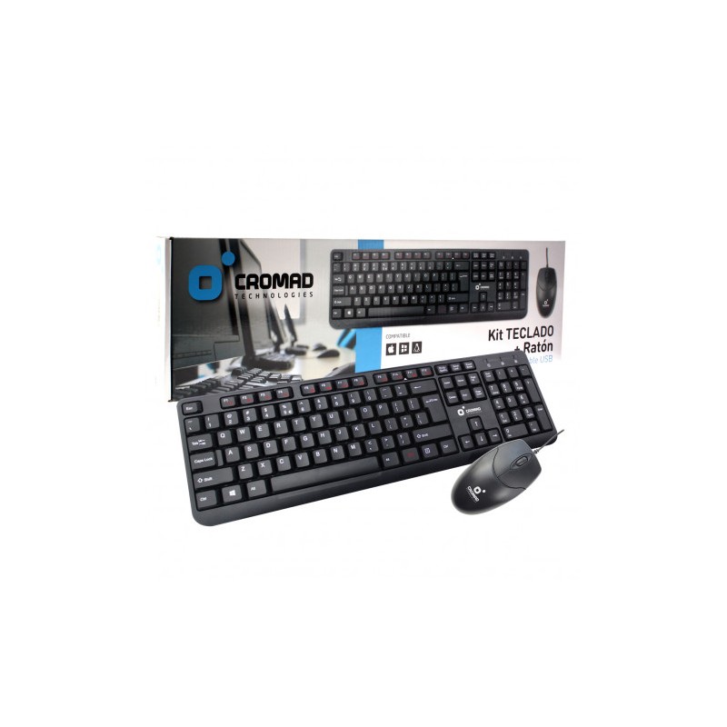 KIT TECLADO + RATÓN CON CABLE USB CROMAD