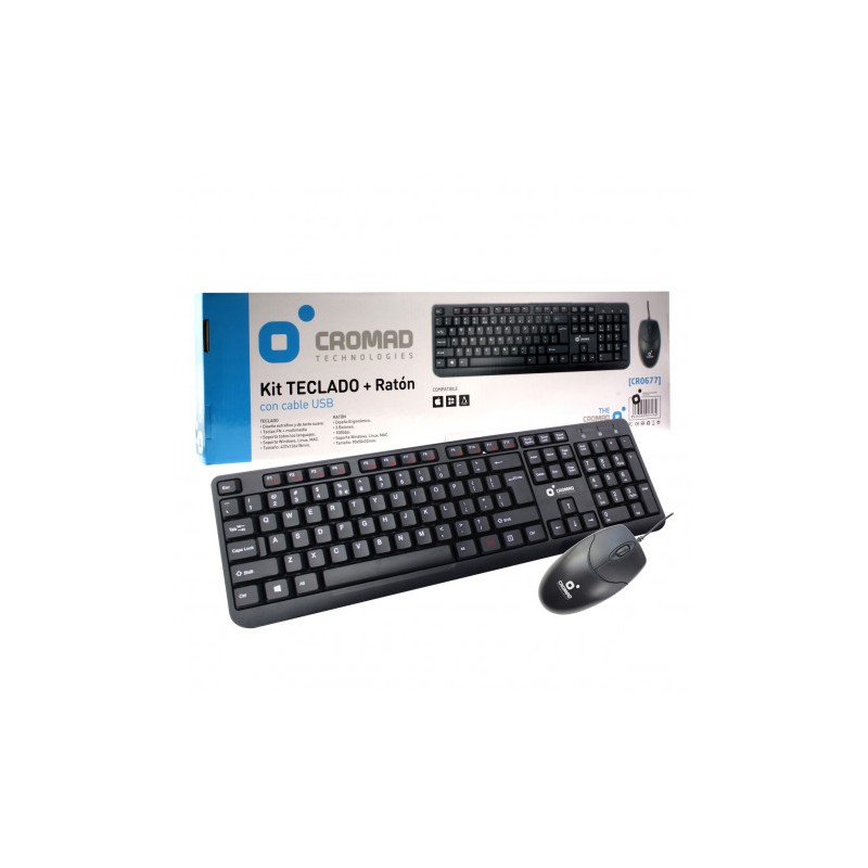KIT TECLADO + RATÓN CON CABLE USB CROMAD