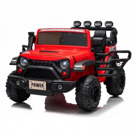 COCHE INFANTIL A BATERIA CON CONTROL REMOTO JEEP 4X4 ROJO