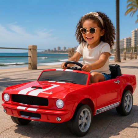 COCHE INFANTIL A BATERIA CON CONTROL REMOTO FORD MUSTANG SHELBY GT350 ROJO