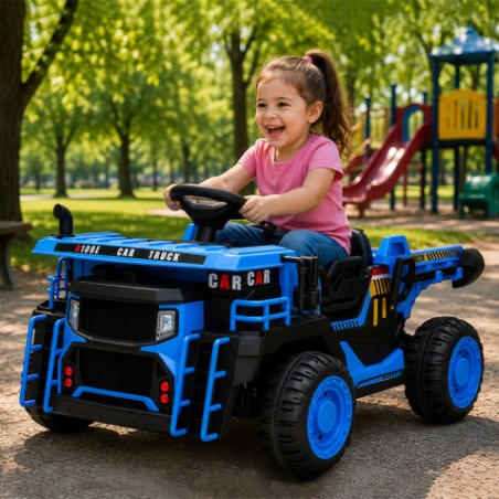 CAMION INFANTIL A BATERIA CON PLATAFORMA DE CARGA AZUL