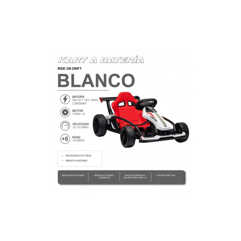 KART A BATERIA RIDE ON DRIFT BLANCO