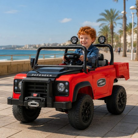 COCHE INFANTIL A BATERIA CONTROL REMOTO LAND ROVER DEFENDER CLASSIC ROJO
