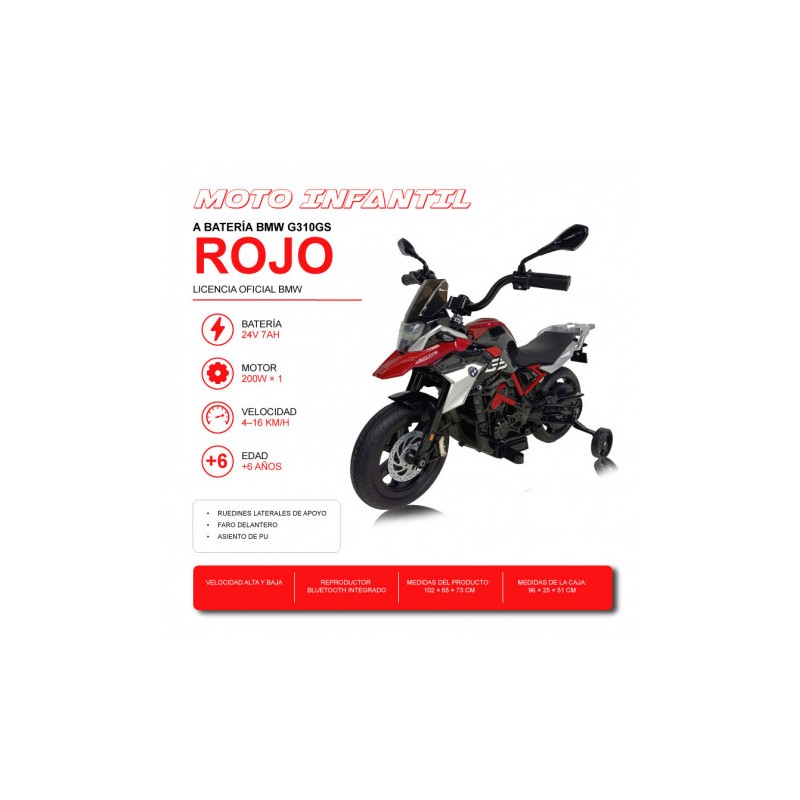 MOTO INFANTIL A BATERIA BMW G310GS ROJA