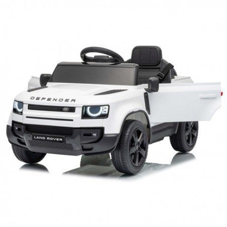 COCHE INFANTIL A BATERIA CON CONTROL REMOTO LAND ROVER DEFENDER BLANCO