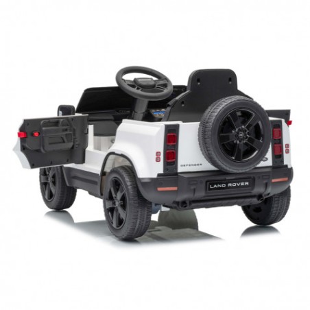 COCHE INFANTIL A BATERIA CON CONTROL REMOTO LAND ROVER DEFENDER BLANCO