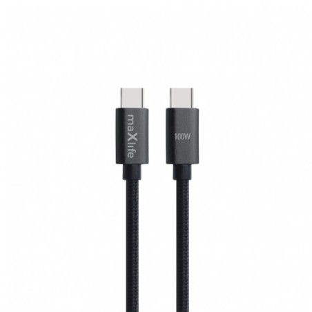 CABLE TRENZADO TIPO C A TIPO C 100W 2M NEGRO MAXLIFE