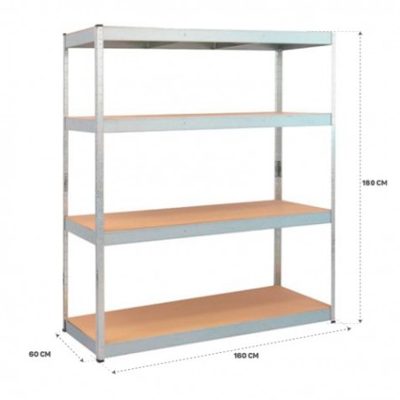 ESTANTERIA GALVANIZADA 4 BALDAS 180X160X60CM BLIM