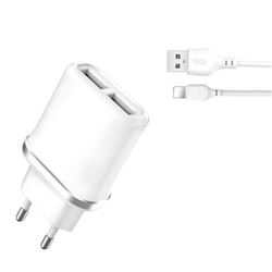 PACK CARGADOR CORRIENTE L52 2.1A + CABLE LIGHTNING XO - XOL52LG