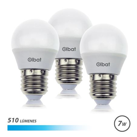 PACK 3 BOMBILLAS LED G45 | 7W | 510LM | E27 | LUZ FRIA | ELBAT - EB0341