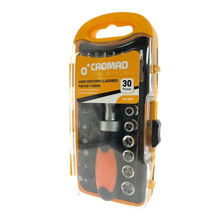 JUEGO 30 PIEZAS DESTORNILLADORES Y PUNTAS CROMAD - CR1049
