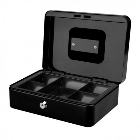 CAJA DE CAUDALES METÁLICA CON LLAVE 9X25X18CM 5 COMPARTIMENTOS CROMAD