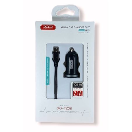 PACK CARGADOR MECHERO TZ08 2.1A + CABLE TIPO MICRO USB NEGRO XO - XOTZ08