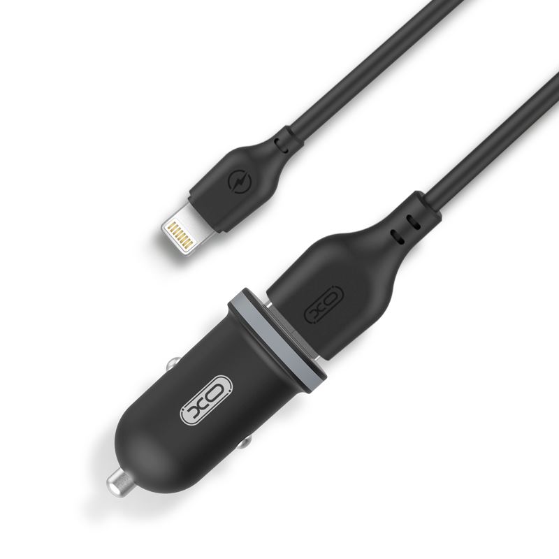 PACK CARGADOR MECHERO TZ08 2.1A + CABLE TIPO LIGHTNING NEGRO XO - XOTZ08LG
